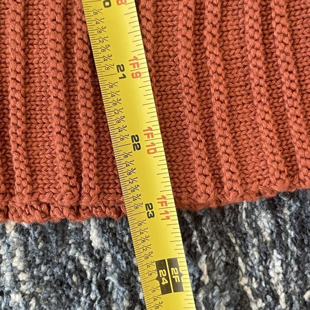 Tularosa Ribbed Knit S Sweater Rust Orange Flare Sleeve 70s Inspired